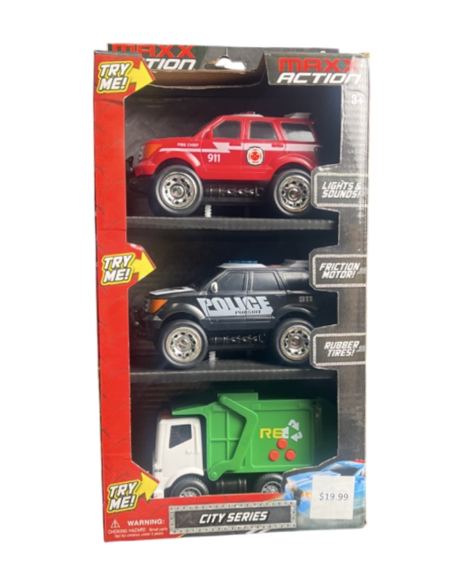 12.99 MAX ACTION CTIY SERIES CARS 3 PACK